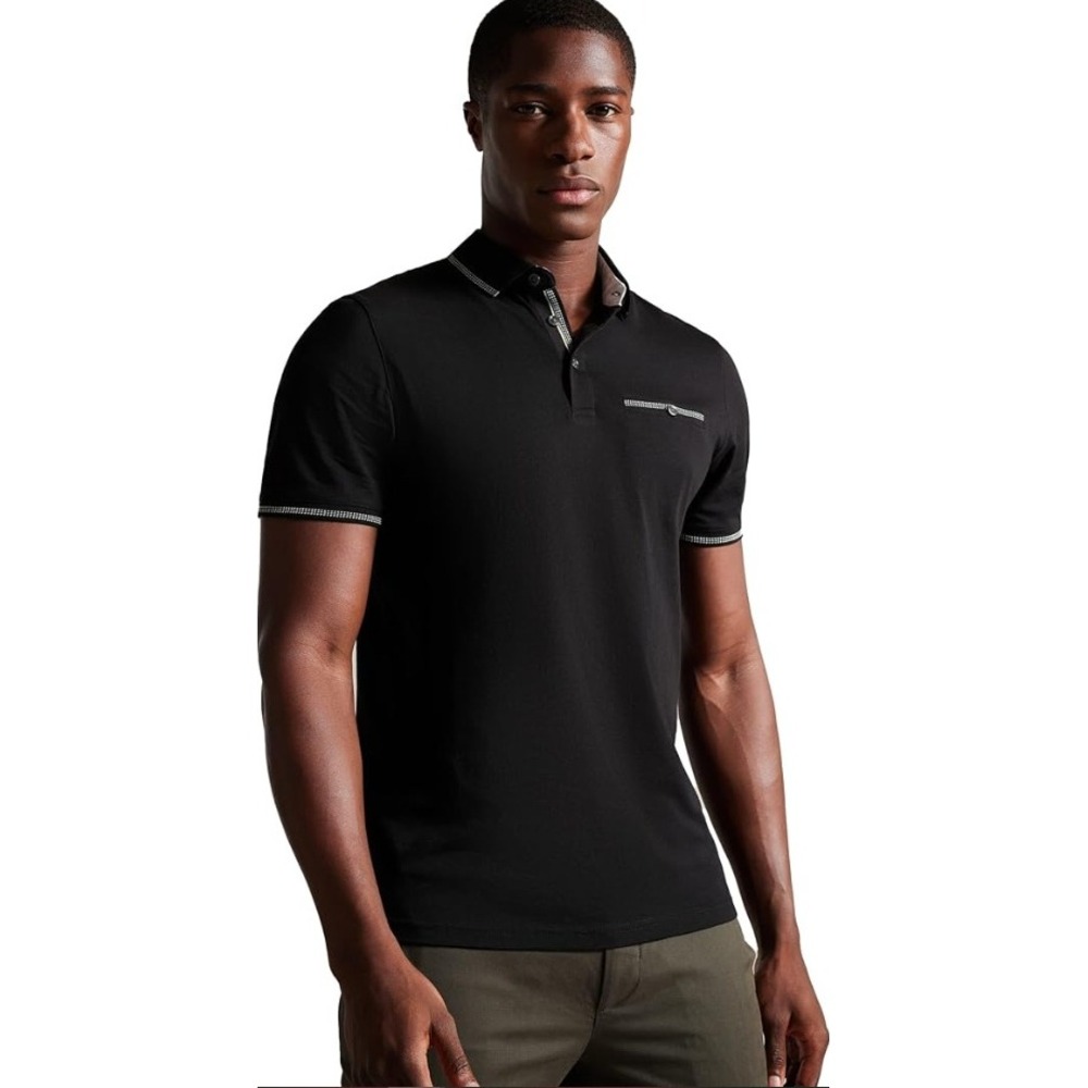 Ted Baker Men's‎ London Tortila Short Sleeve Birdseye Stripe Collar Polo Shirt 4